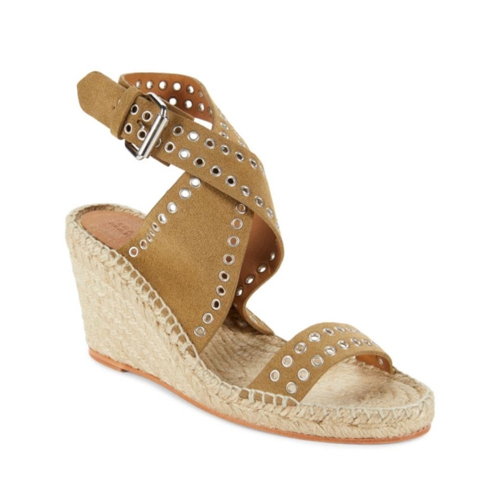 Isabel Marant Iriane 76mm Grommet Ankle Strap Espadrilles - Tan Suede, Size 10